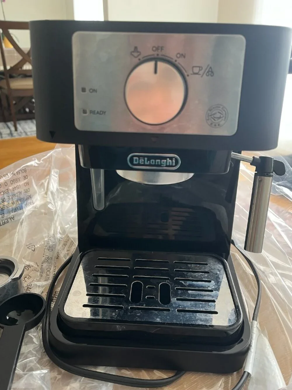 DeLonghi Stilosa Compact Manual Espresso Cappuccino Coffee Machine Black Silver